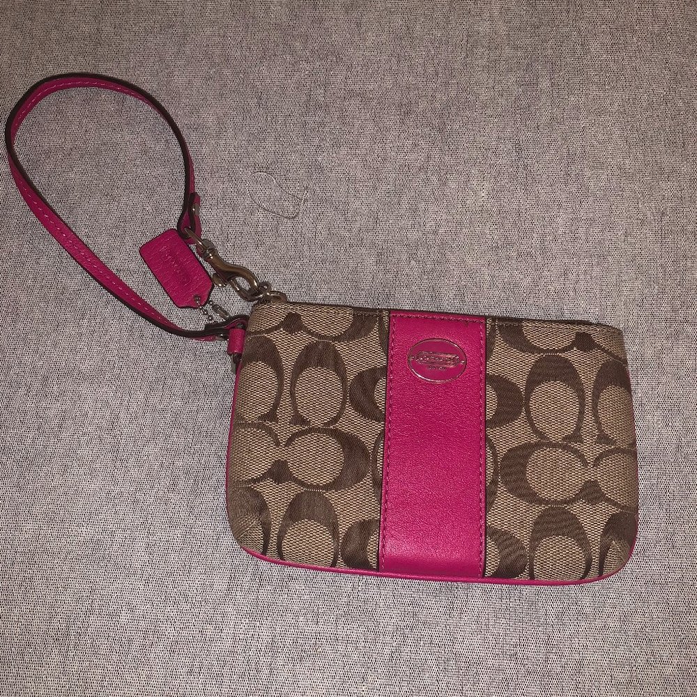 Coach Pink Signature Wristlet